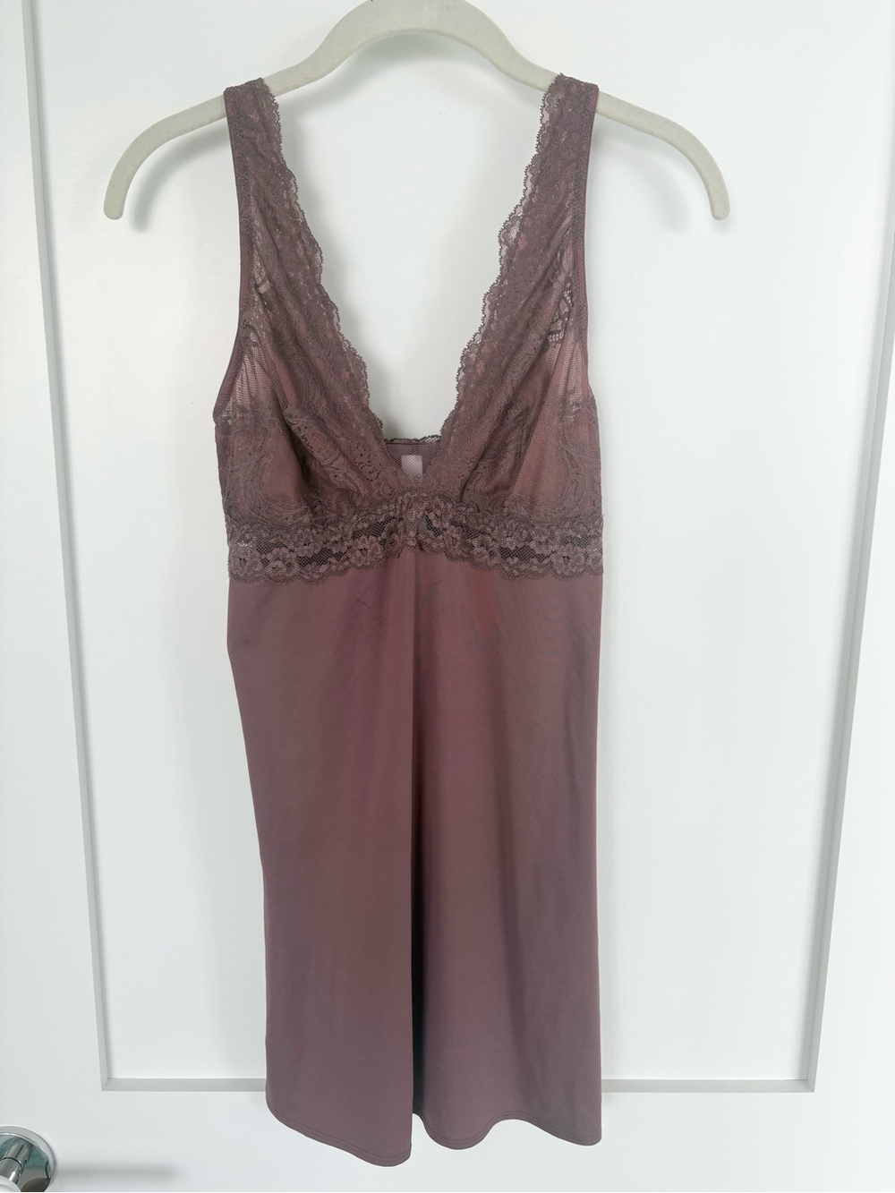 Gilligan & O’Malley lace slip dress chemise nightgown mauve lingerie S